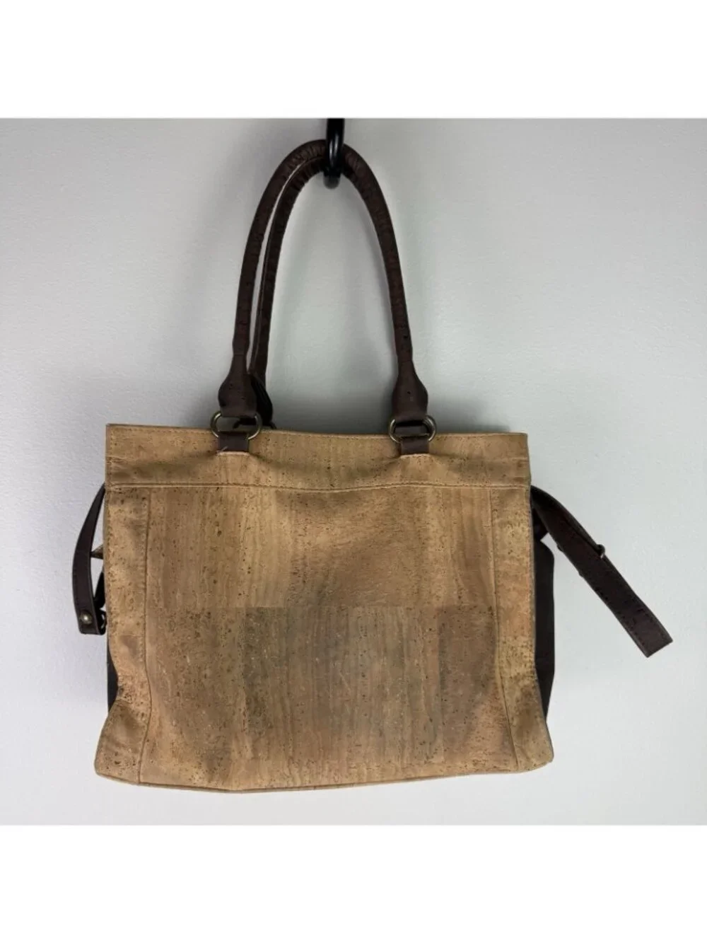 Natural Cork Satchel Bag 1SZ Tan Brown Laser Cut Portugal Vegan Eco Granola Boho